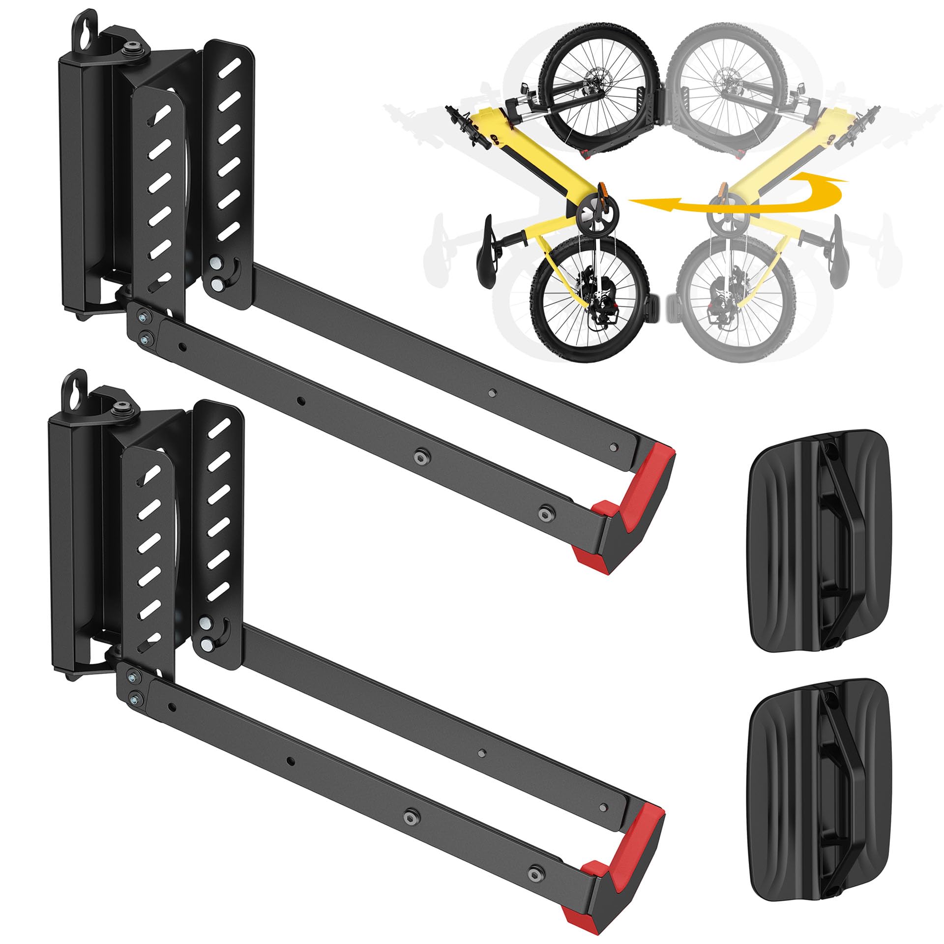 Mimoke Verstellbare Platzsparende Fahrrad Wandhalterung Einfaches Anheben Design mit Klappbarem Arm und Schwenkfunktion (2 Packungen)