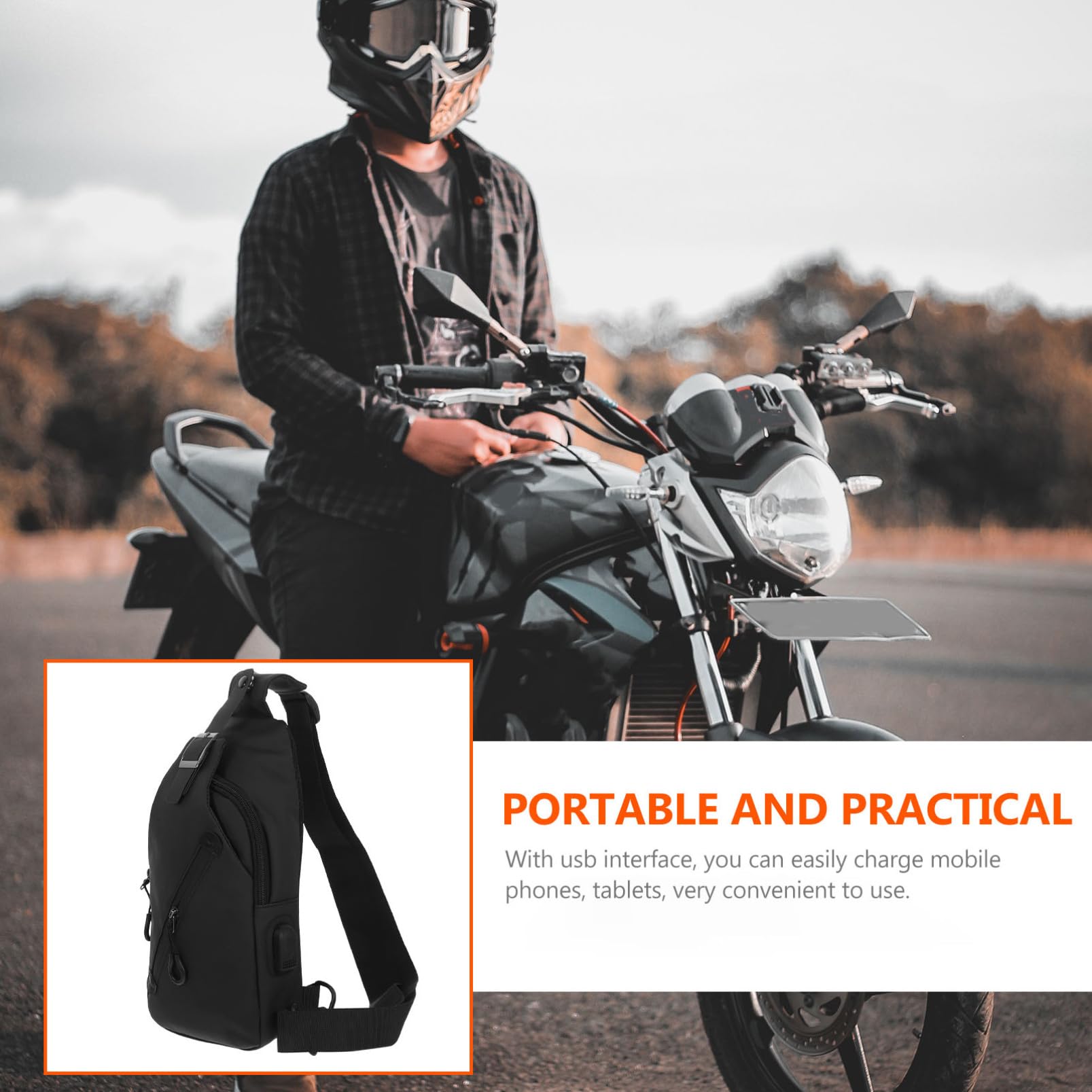 Gatuida Bolso Bandolera Para Hombre Puerto Usb Funcional Bolsa De Pecho Deportiva Negra Para Uso Diario y Outdoor Tamaño Compacto