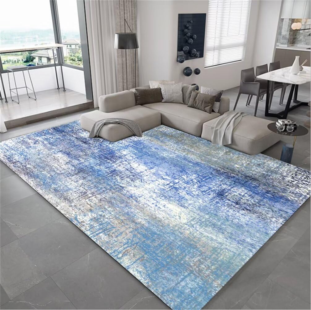Tapis de chambre ado fille 50x80cm bleu imprimé moderne et confortable pour bureau
