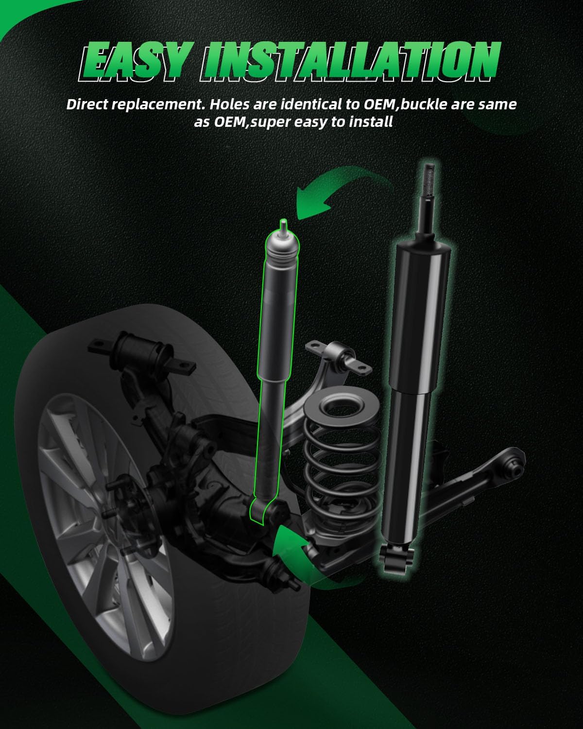 SCITOO Front Pair Shock Absorbers Struts Compatible with 2002-2005 for Dodge for Ram 1500, Replace 344399 32392 Automotive Shocks