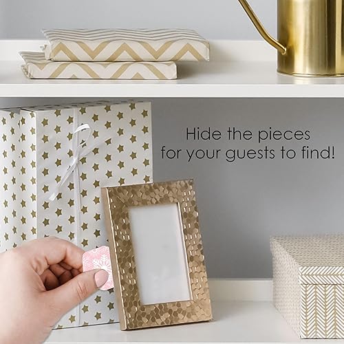 Miniatura 3 de Big Dot of Happiness Pink Winter Wonderland – Fiesta de cumpleaños de copo de nieve y caza del tesoro de baby shower – 1 soporte y 48 piezas de