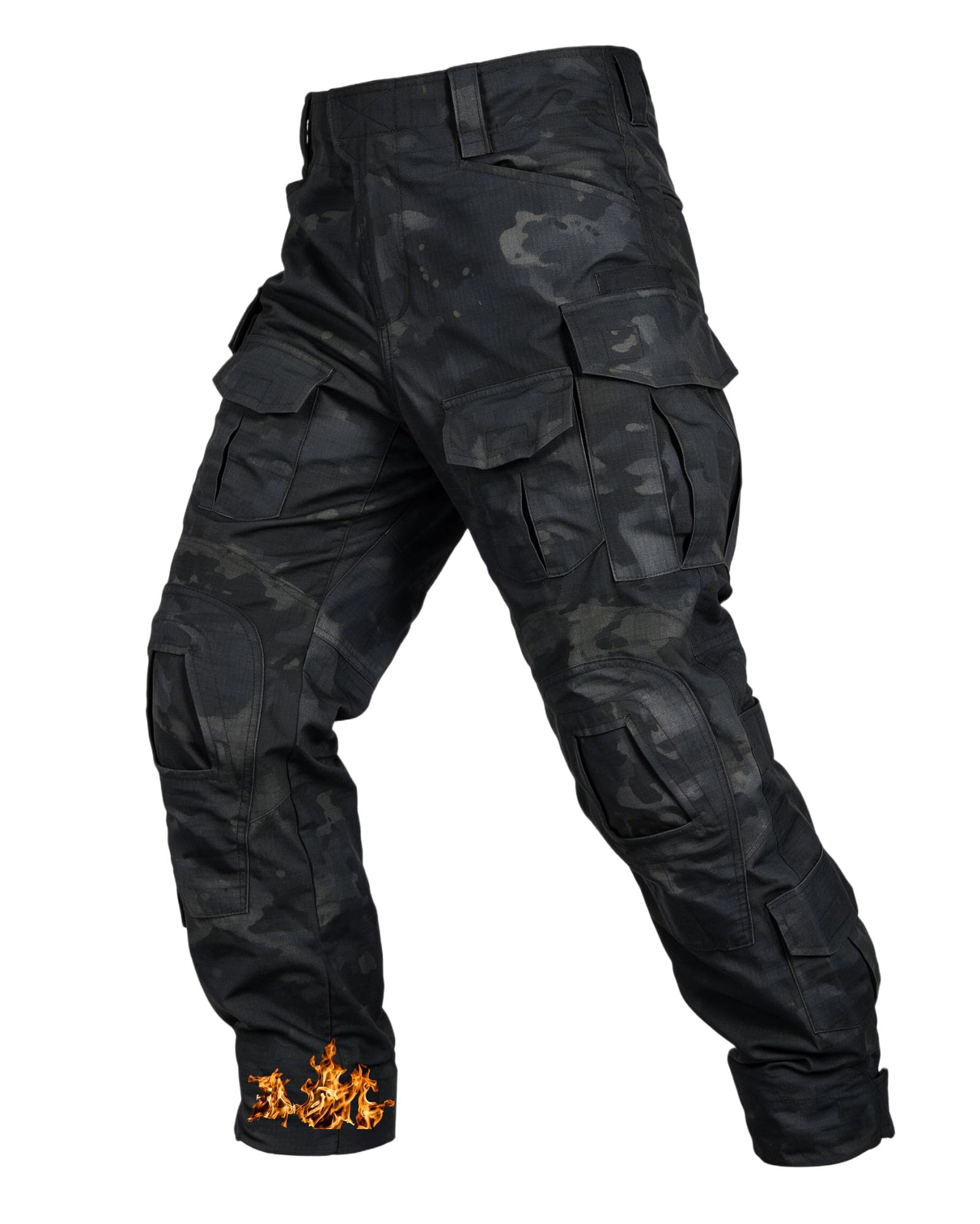 Pantaloni cargo tattici mimetici da uomo, pantaloni da lavoro ripstop per escursioni all'aperto, con tasche multiple, senza cintura, senza ginocchiere