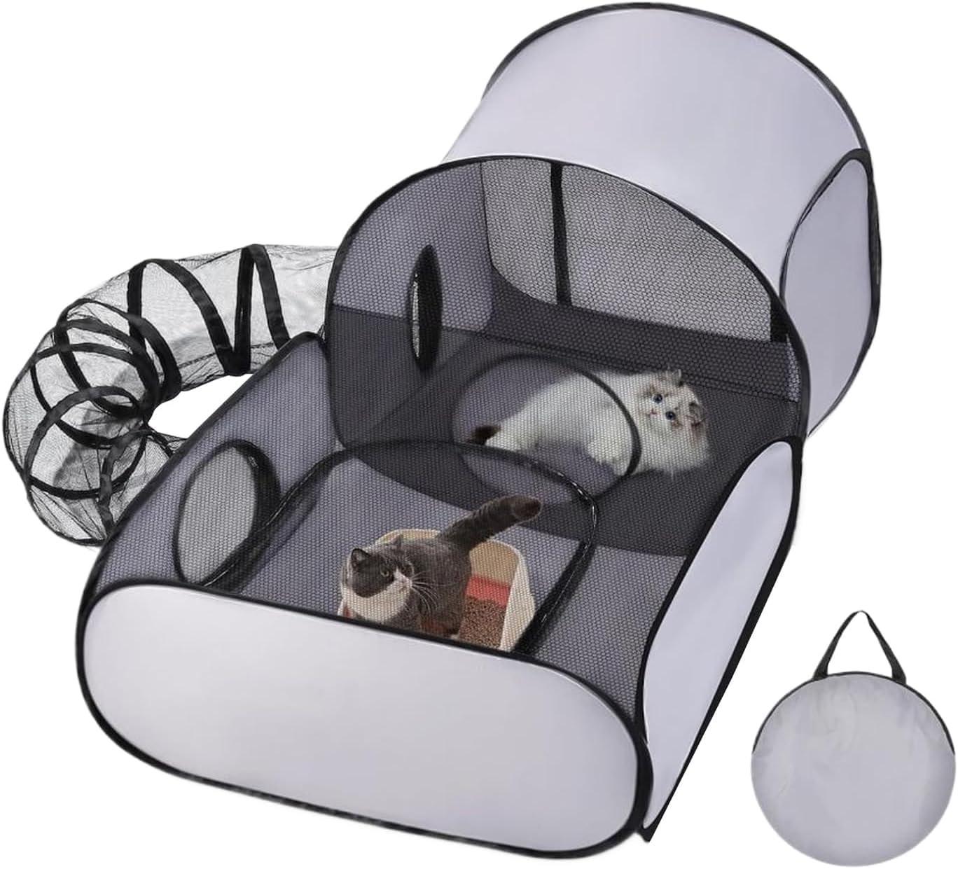 Parc d'extérieur pour Chat - Enclos Portable avec Tunnel - Maison de Jeu Interactive pour Chiots et Petits Animaux