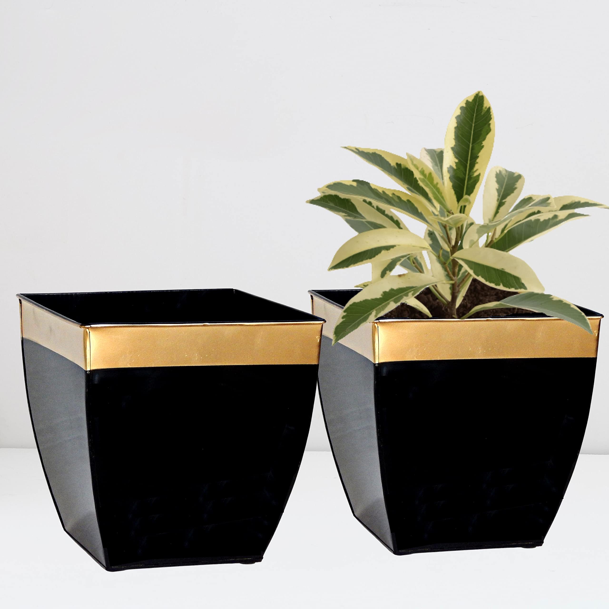 See full amazon price history chart for ecofynd 8 inches Midland Metal Planter | Indoor Outdoor Balcony Tapered Plant Pot | Home Garden Office Flowering Container Cover, Black, Pack of 2 ecofynd 8 inches Midland Metal Planter | Indoor Outdoor Balcony Tapered Plant Pot | Home Garden Office Flowering Container Cover, Black, Pack of 2 (B0822RG831) Amazon Price History, Amazon Price Tracker