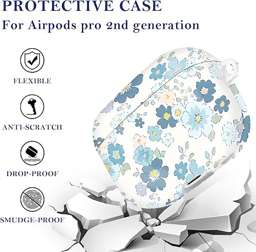 Miniatura 6 de Compatible con Airpods Pro 21 generación Funda transparente, TPU suave linda flor Airpods Pro 2 Gen Funda protectora para niñas mujeres con llavero