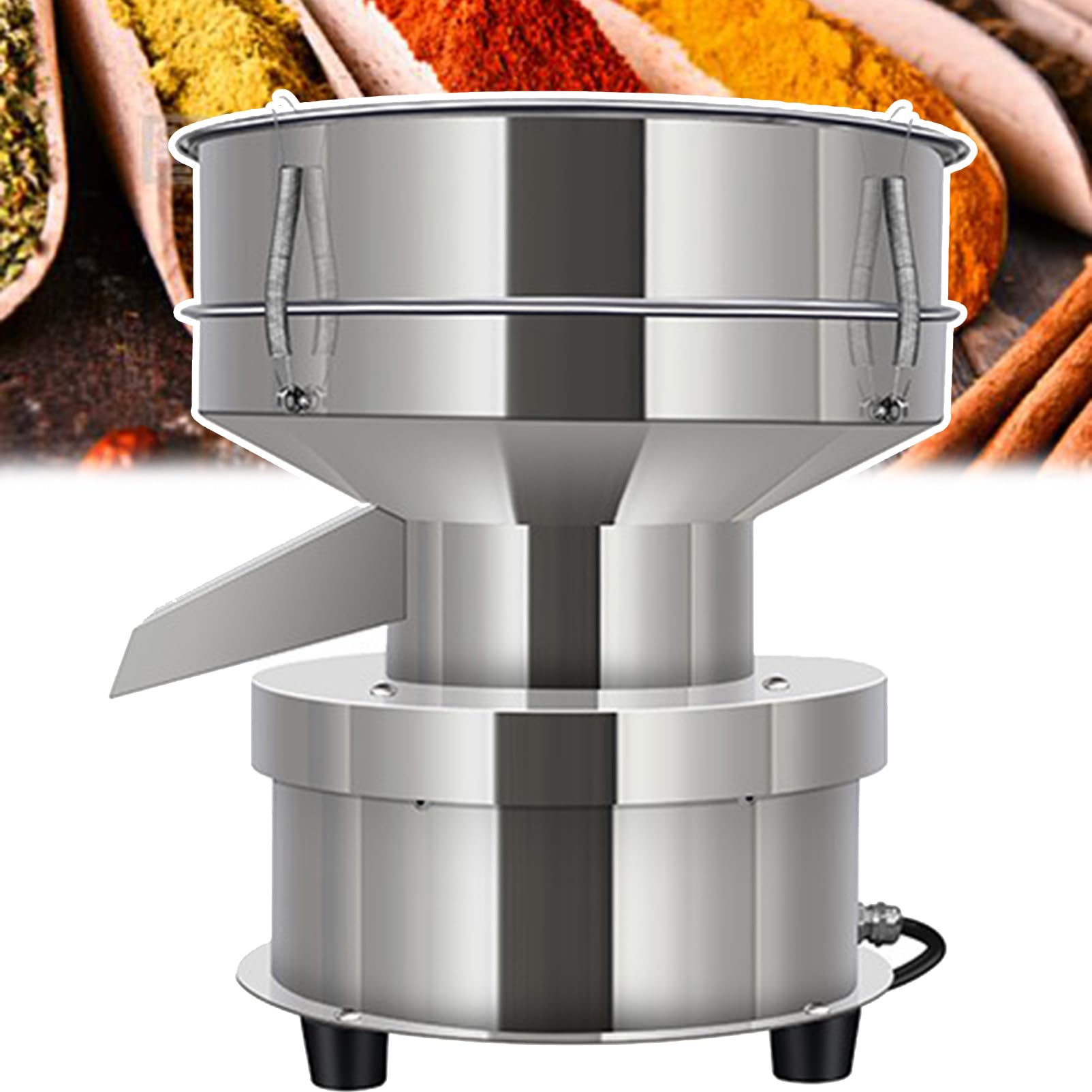 AYCDL Automatic Powder Sifter, Food Grade Stainless Steel Electric Sieve Shaker Sifter Shaker Machine with 60 Mesh Sieve Vibrating Sieve Machine,2 * 60Mesh,60Mesh