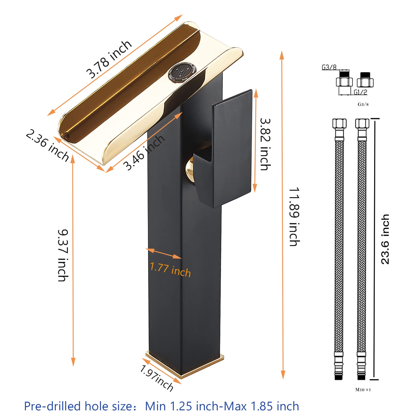 Vessel Sink Faucet Matte Black And Gold Single Hole Bathroom Faucet Black And Gold