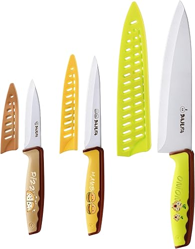 Miniatura 9 de 3 cuchillos de cocina, juego de cuchillos de acero inoxidable con funda, chef de 8 pulgadas, utilidad de 4.5 pulgadas y cuchillo de pelar de 4