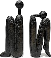 Fameatas Thinker Decorative Bookends - Nonskid Resin Book Ends for Shelves, Office Home Decor, 9 Inch Pair