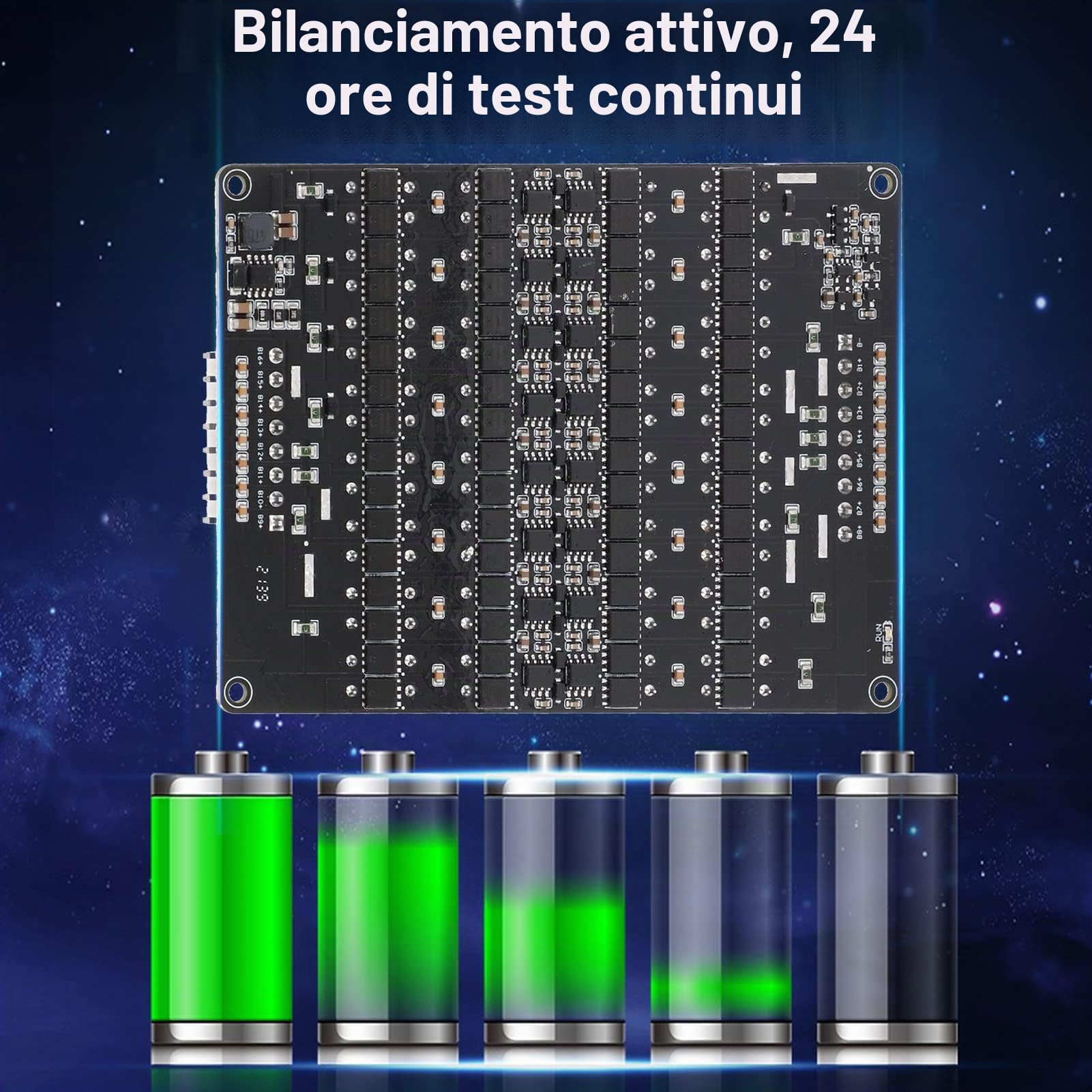 Equalizzatore Attivo della Batteria da 12S a 16S, Equalizzatore Attivo di Energia della Batteria Lipo Al Litio Lifepo4, Equalizzatore da 1,8 V a 4,5 V da 0 a 5,5 A Scheda Lipo Al Litio Lifepo4 Agli Io