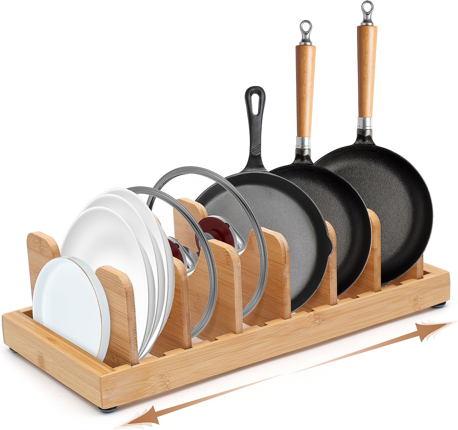 Auroral Zone Bamboo Pot Lid Organizer, Pot Lid Holder Organizer for Inside