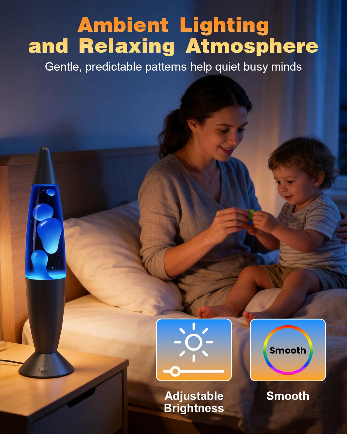 Lampe à Mouvement Liquide Art Déco 16" avec Télécommande 17 Couleurs, Veilleuse Rétro pour Chambre, Cadeau Noël (Noir)