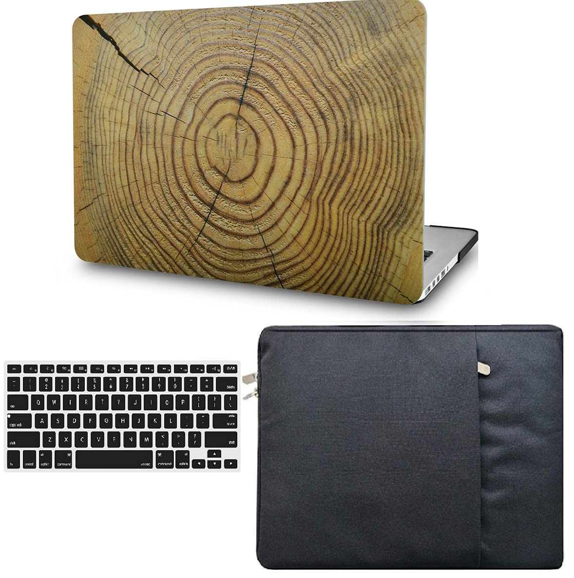 KECC Laptop Case Compatible with MacBook Air 13" Retina (2020/2019/2018, Touch ID) w/Keyboard Cover + Sleeve Plastic Hard Shell Case A1932 3 in 1 Bundle (ed Wood)