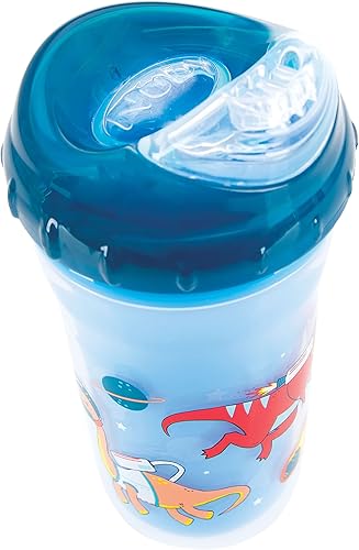 Miniatura 2 de Nuby Sipper fresco aislado sin derrames, 9 onzas, azul, dinosaurios espaciales