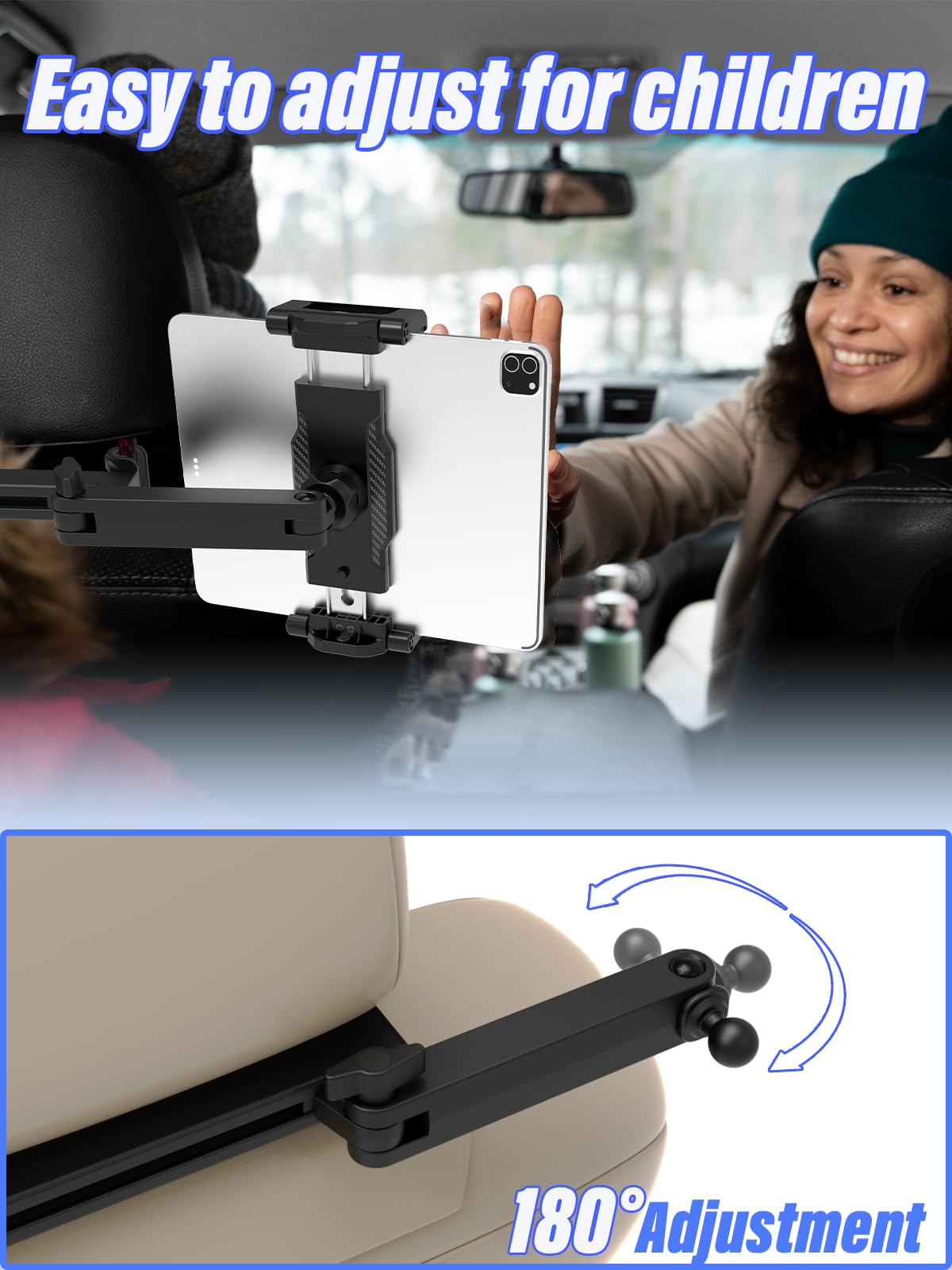 Tablet Halterung Auto Kopfstütze [Bis zu 15,6"], Ausziehbar KFZ Tablet Halter Kopfstütze, Tablethalterungen Auto für 6-15,6 Zoll Handy & Tablet, iPad Pro/Air/Mini, Galaxy, iPhone