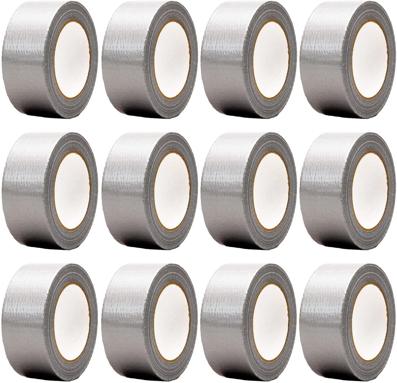 Edenpack 12 Rolls Silver Duct Gaffer Tape 50mm x 50m Sticky Duct Tape Ultra Strong Adhesive Cloth Tape Multipurpose Sealing Patching Holes Packing Boxes and Repairs