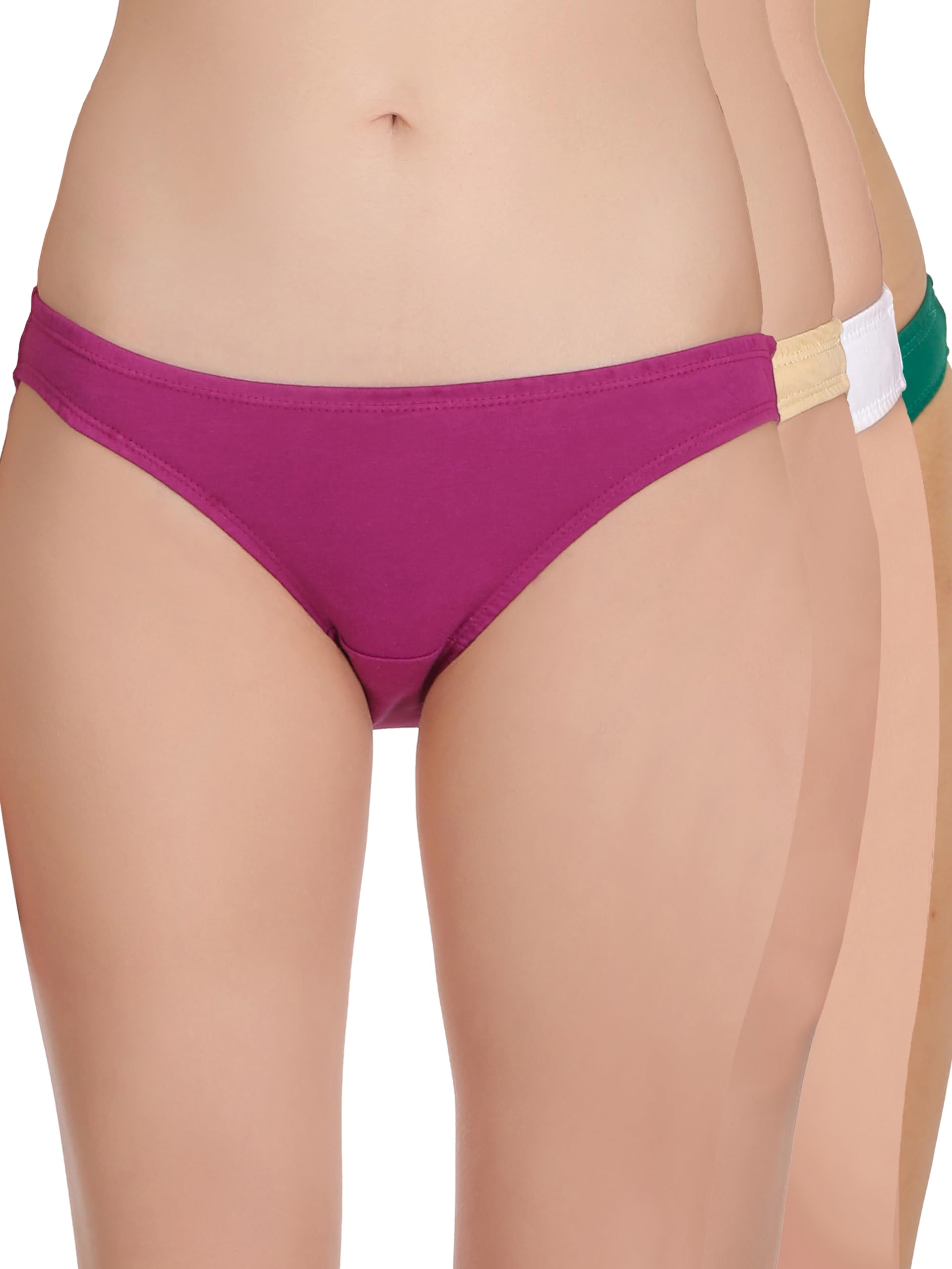 Women's Cotton Lycra Solid Panties Bikini Briefs Set (Pack of 4) (SN2470-M)-image-48