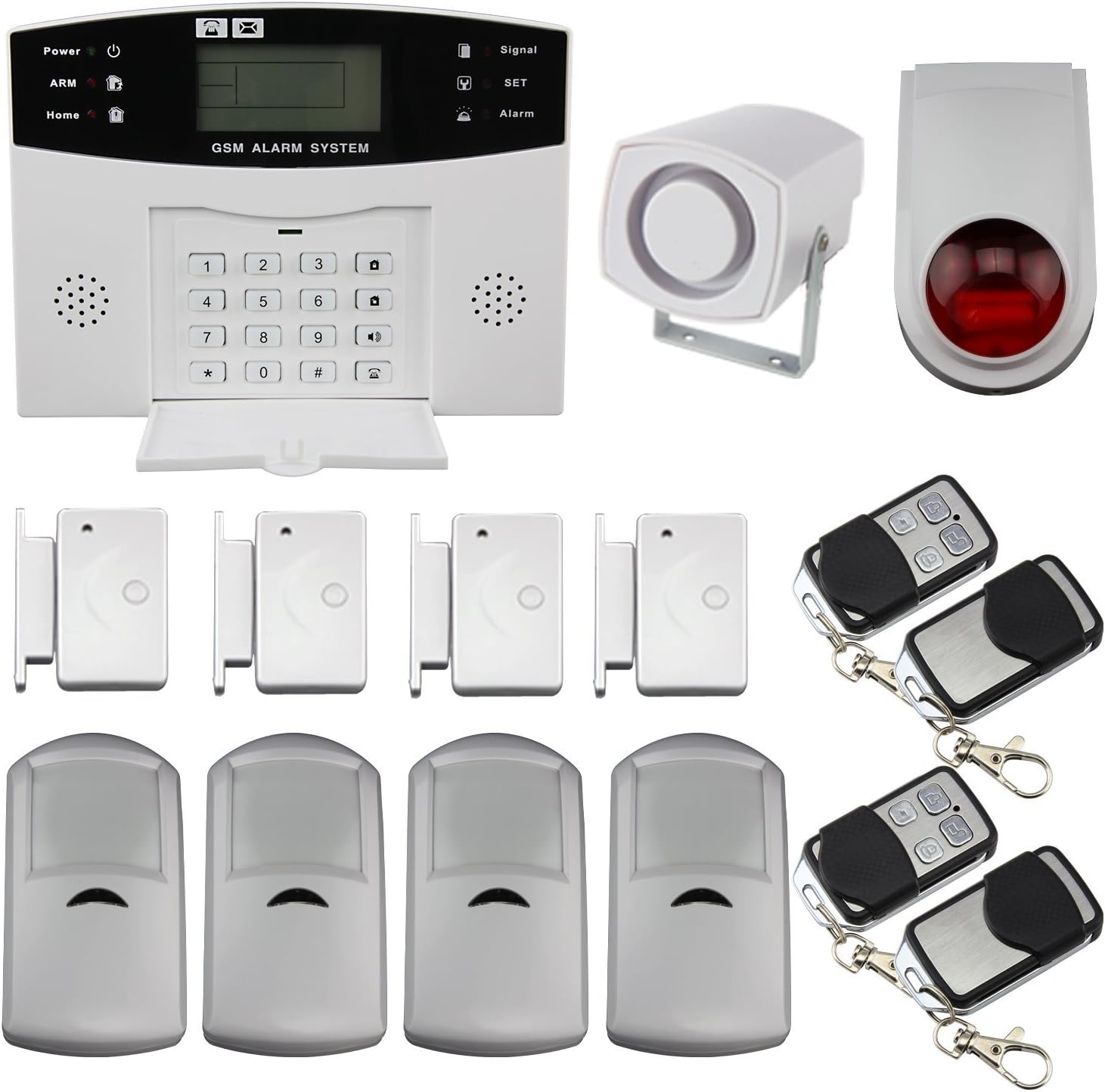 Burglar Alarm House Security System GSM Auto Dial Home Security System Burglar Alarm Kit Call Home House Intruder Alarm Siren PIR Motion, 1 Year Warranty