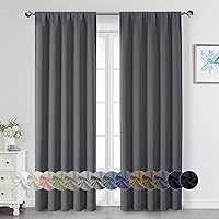 Vista 58 de Cortinas opacas para dormitorio, sala de estar, juego de 2 paneles de 54 pulgadas de largo, cortinas de oscurecimiento de habitación con aislamiento