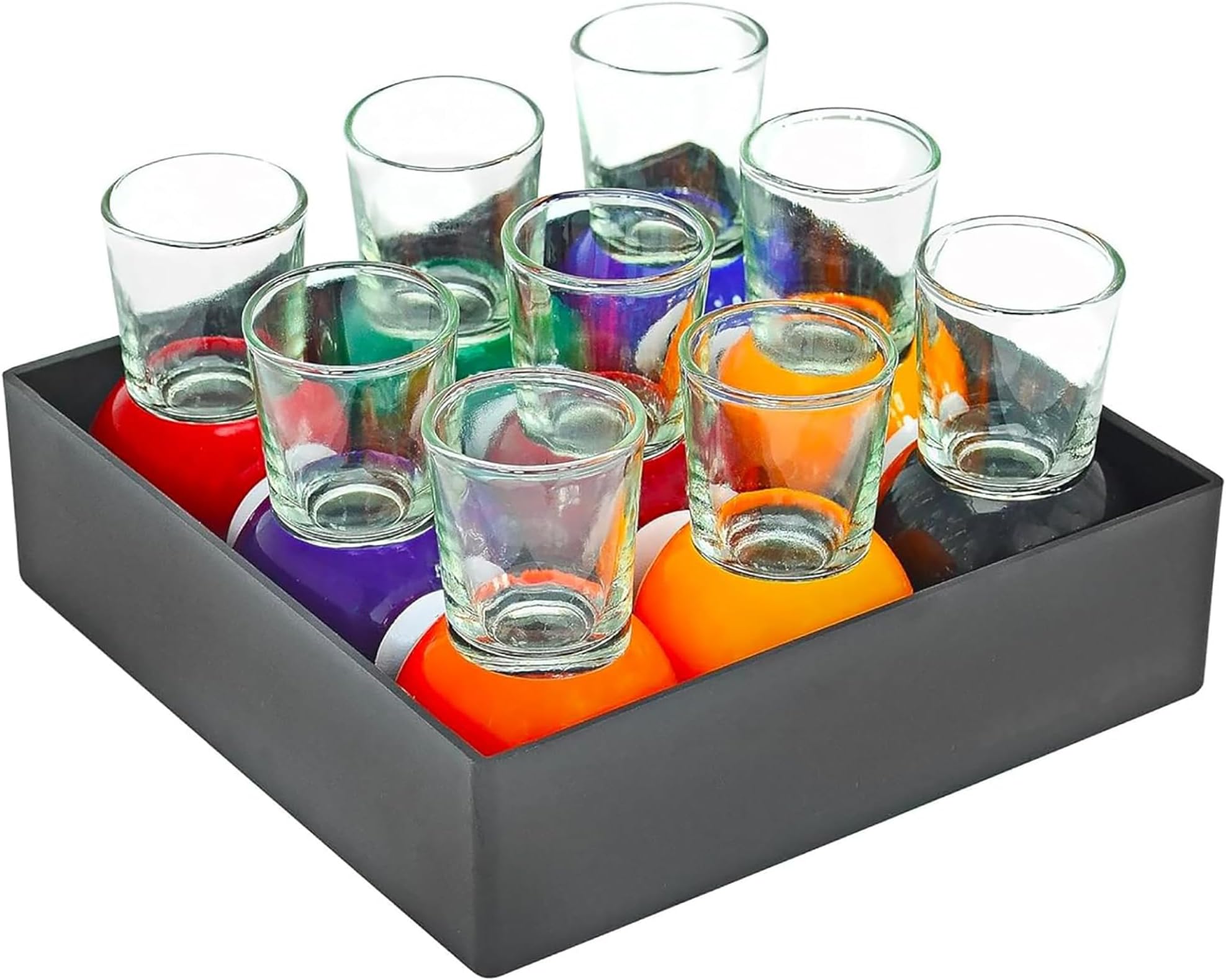 Billiards Pool Ball Shot Glasses, Set of 9 - Fairly Odd Novelties - Fun Sports Bar Drinking Gift Pack, Multicolor,1 ounce