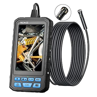 5inch Dual Lens Borescope NIDAGE 1080P HD Endoscope Inspection Camera Waterproof Snake Scope Camera with Light, Case, 7 LEDs, 32GB Card, Flexible Sewer Camera for Home Drain Pipe Automotive, 11.5FT