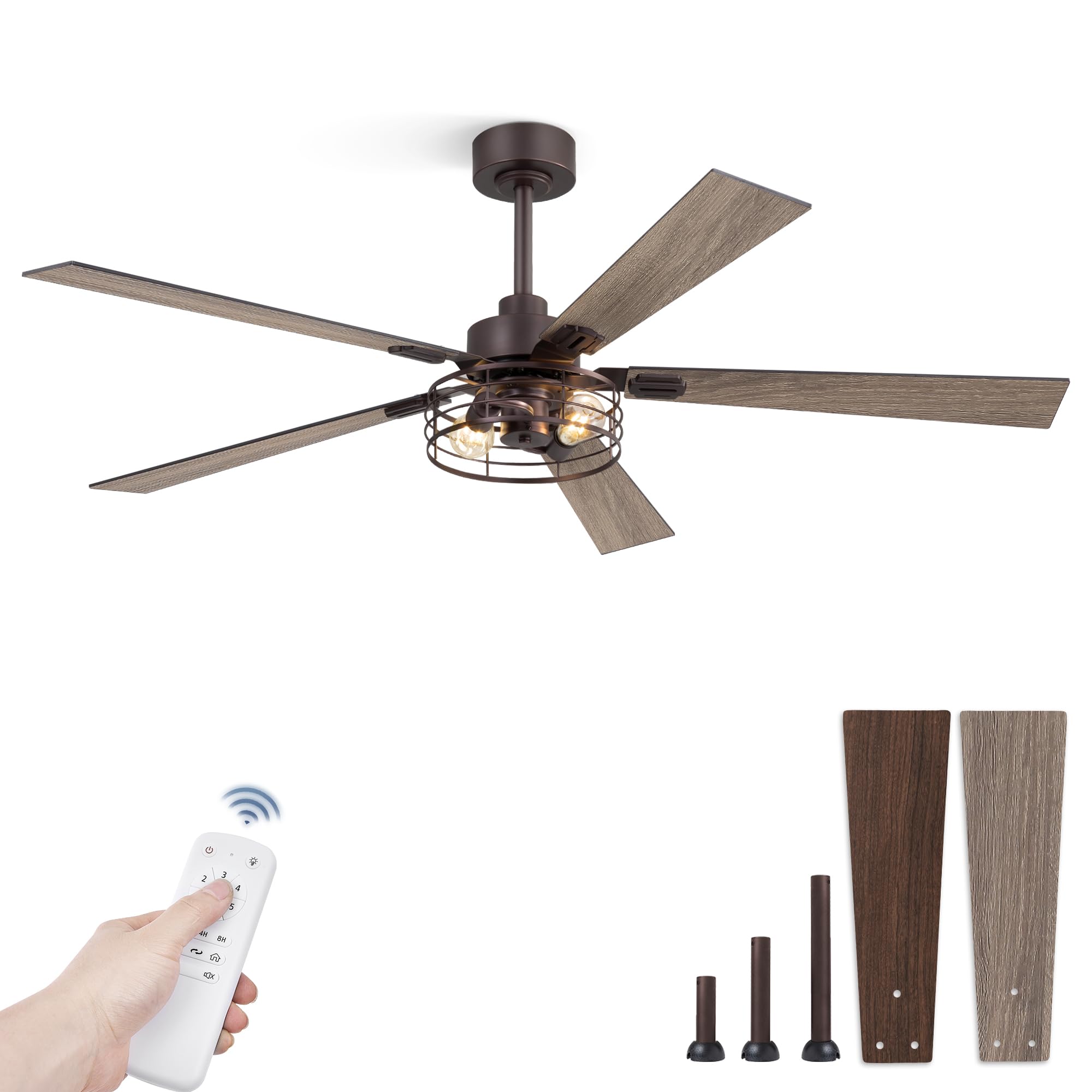 Fanbulous 60 Inch Farmhouse Rustic Ceiling Fan with Light &amp; Remote