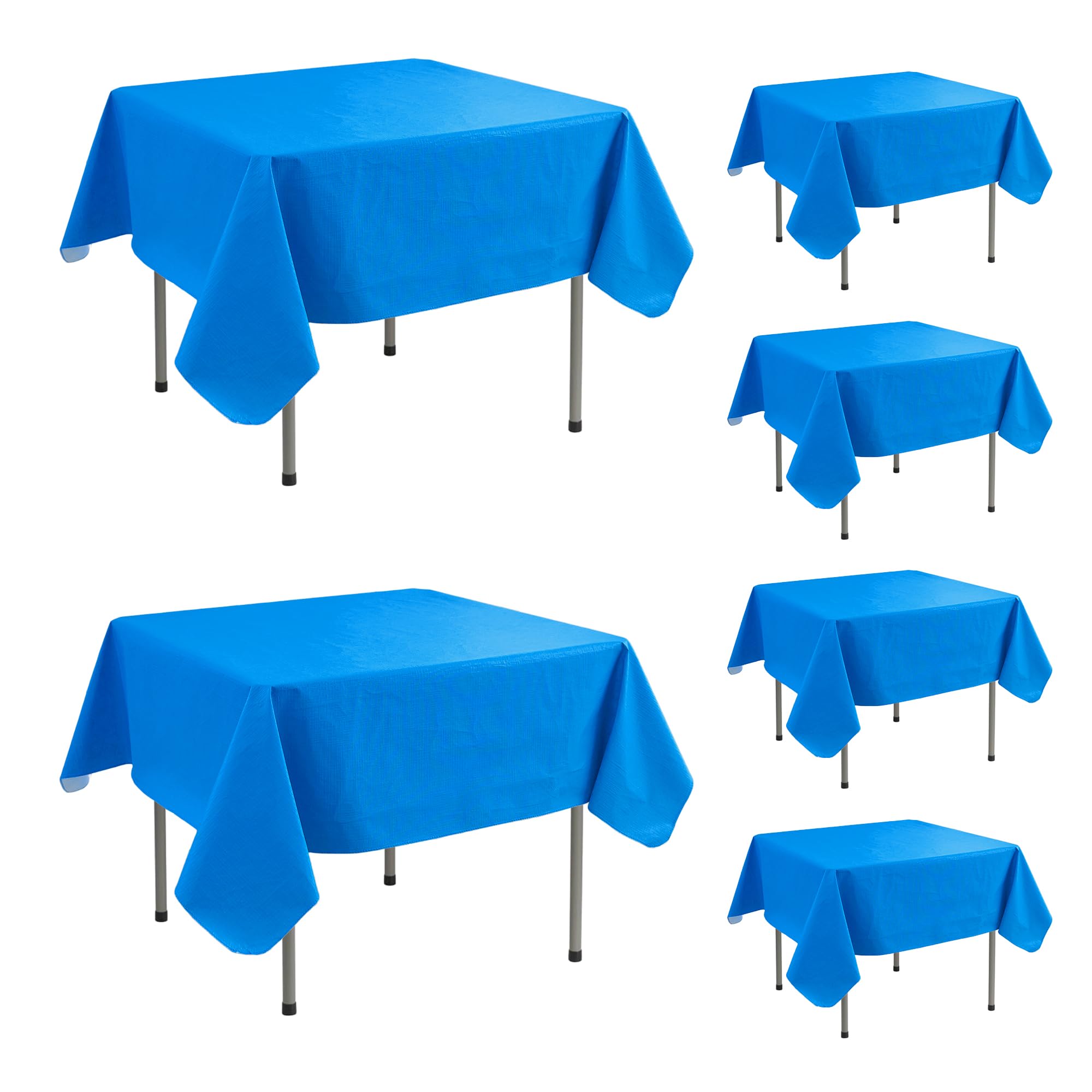 Enjoyidea Vinyl Tablecloth with Flannel Backing-6 Pack Royal Blue 54x54 Inch Waterproof Square Table Cloth Outdoor Plastic Dining Table