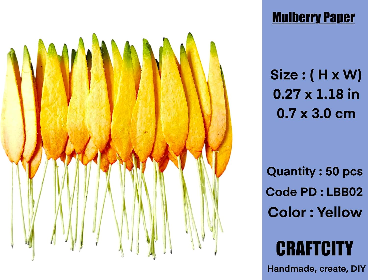 Ploen 50 pcs Yellow Green Grass Leaves with Wire Stems 0.7 cm Leaf Yellow405 Mulberry Paper Leaves Craft Supplies Scrapbooking Embellishments for so Many Card DIY Craft Projects image 4