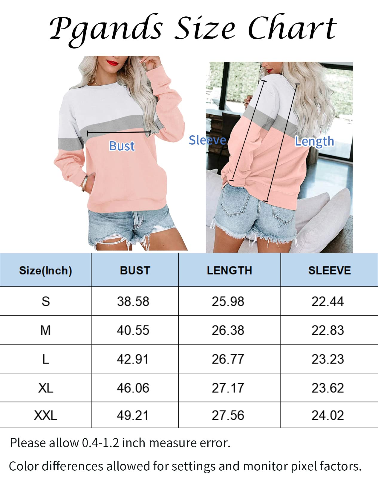 Yuccalley Women's Color Block Hoodie - Striped Long Sleeve, V-Neck, High-Low Hem, Super Soft & Comfy - View #4