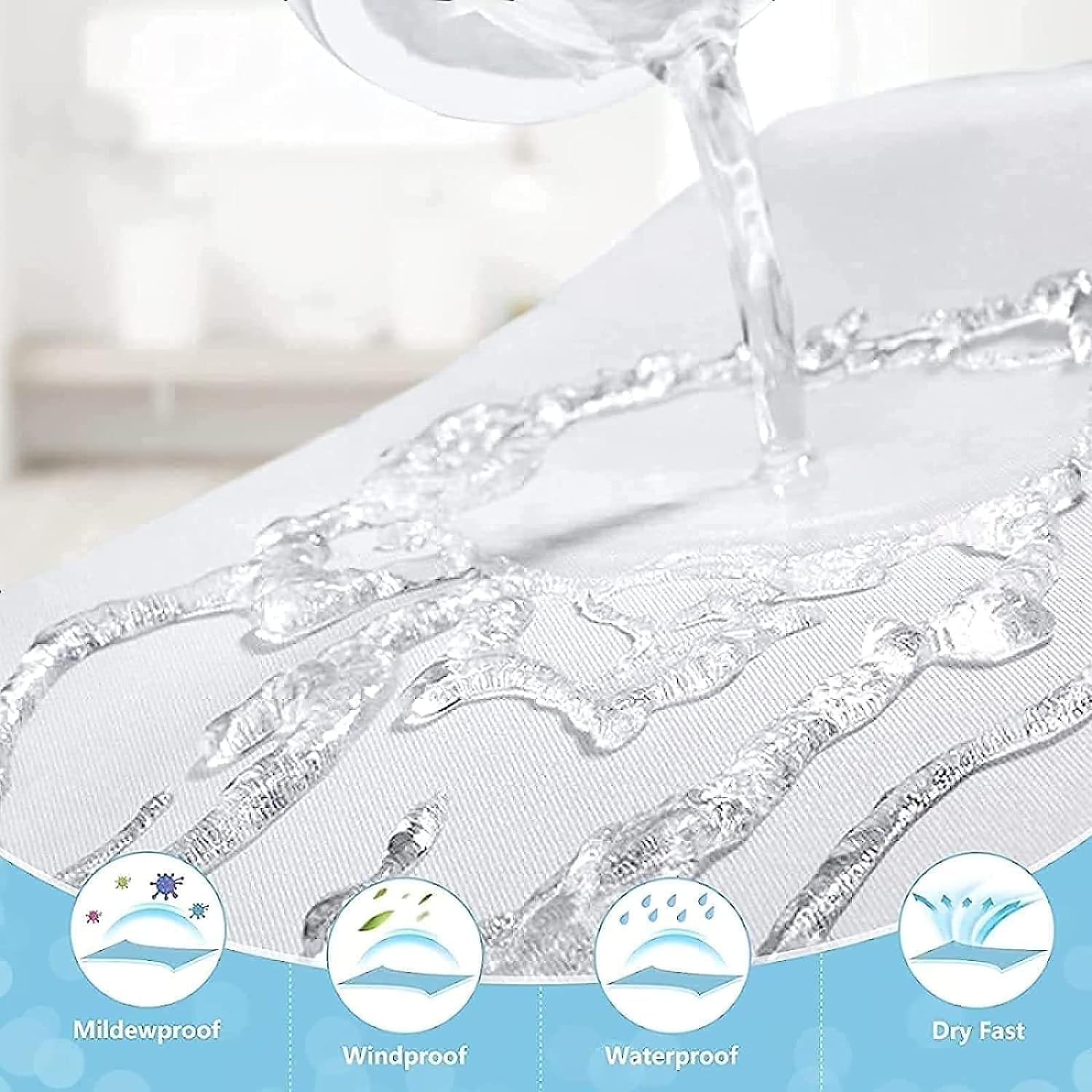 Cortina de ducha impermeable 3D a rayas azul marino, tela de poliéster resistente al moho, 240 x 200 cm, con ganchos, elegante diseño azul y blanco para bañera