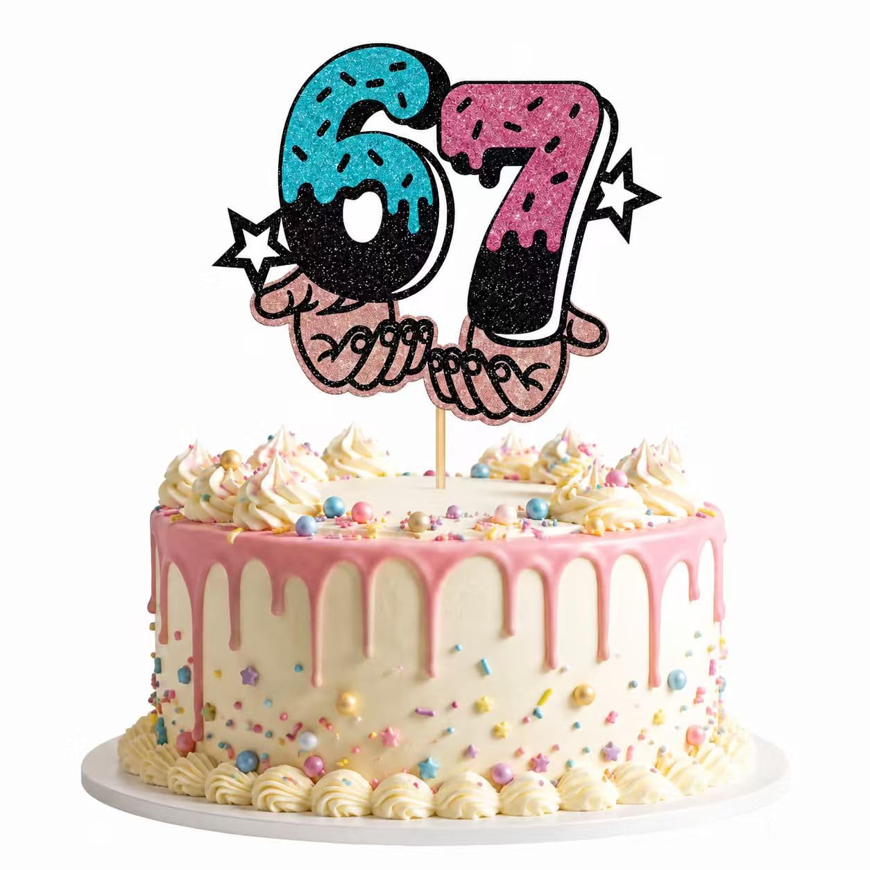 LumaHaven 6 7 Birthday Decorations Cake Topper,for 6th 7th Party