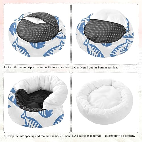 Miniatura 8 de Cartoon Minimalist Blue Fish Bone Removable & Washable Pet Dog Bed fluffier Puppy Beds for Small Size Pets Supplies Camas para mascotas Grandes