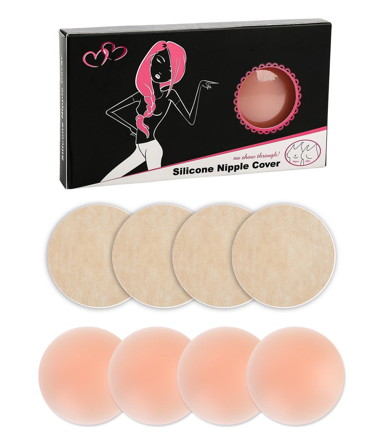 dclub Pasties for Women 2 Pairs Nipple Covers Reusable Adhesive Silicone Covers (2 Pairs Pasties), 2 Pairs Pasties, One Size-picture-14