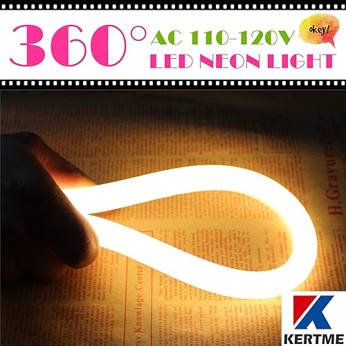 Vista 23 de 360° Neon Led Type AC 110-120V 360 Degree NEON LED Light Strip, Flexible/Waterproof/Dimmable/Multi-Modes LED Rope Light + Remote for