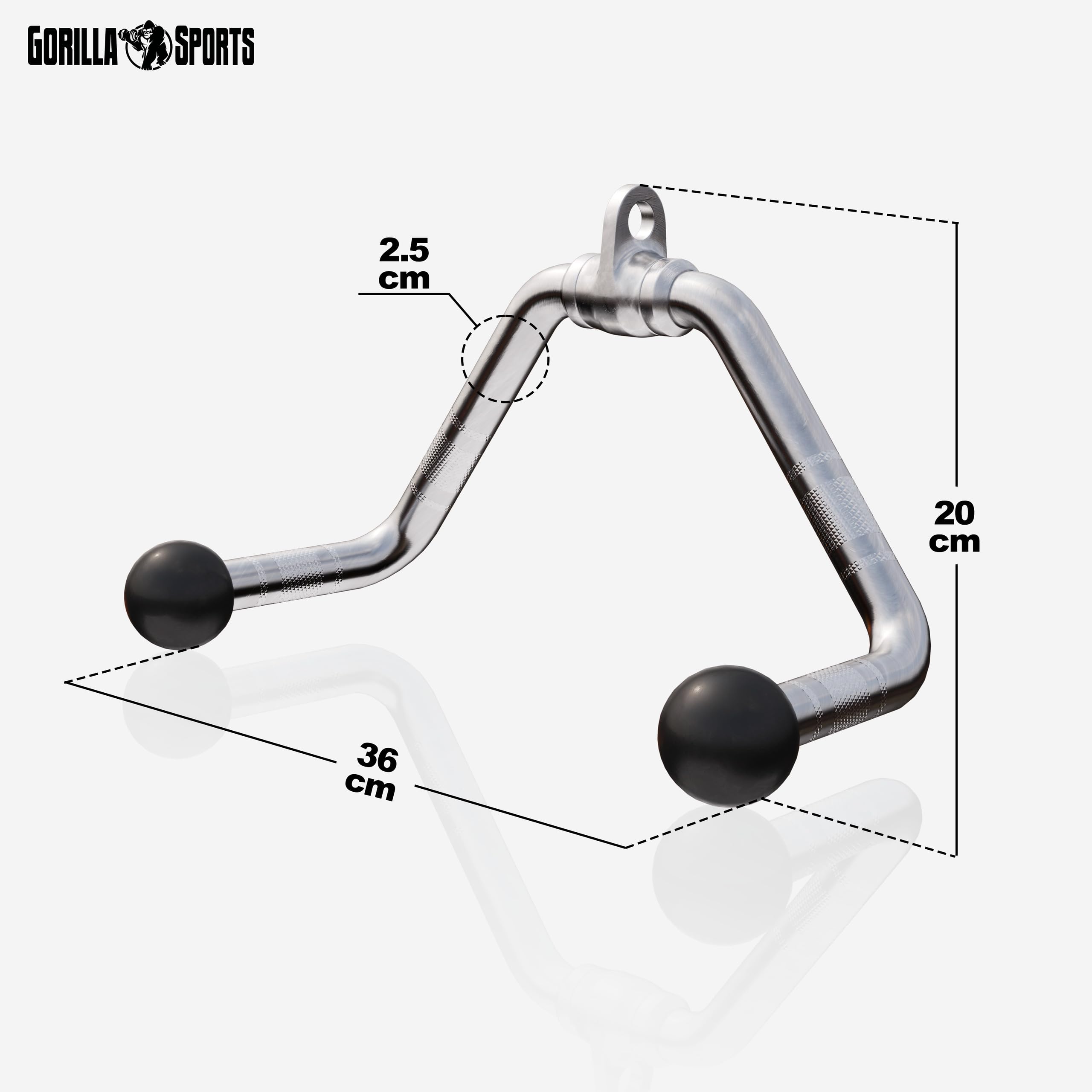 GORILLA SPORTS® Barra Lat Machine - 30 cm, Carico Max 200 kg, Giunto Girevole - Maniglie Lat Machine, Barra Bicipiti, Tricipiti, Angles 90 Grip, Impugnature Palestra, Accessori