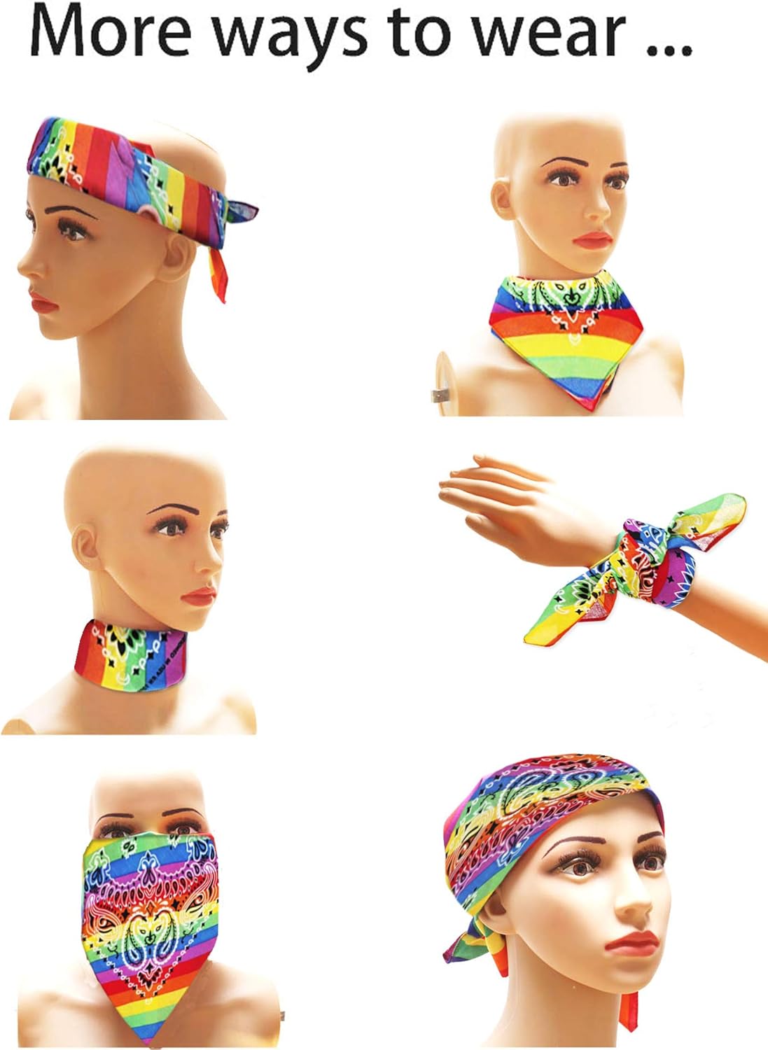 Mayam Rainbow Bandanas Headband Gay Pride LGBTQ Bandana Headband Hippie Bandana Square Scarf for Party and Daily Wear (6) - Image 4