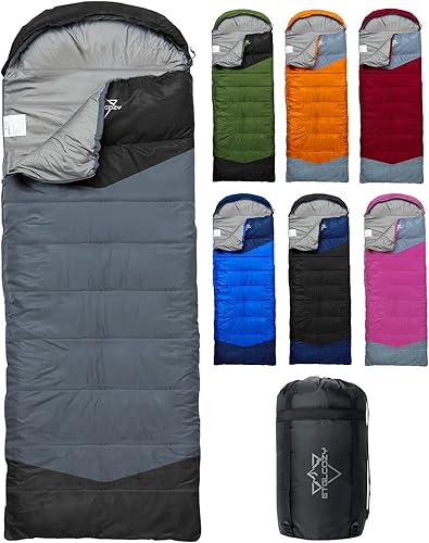 Saco de dormir para adultos y niños  3-4 estaciones cálido y frío ligero para acampar y senderismo  compacto con saco de compresión  portátil para