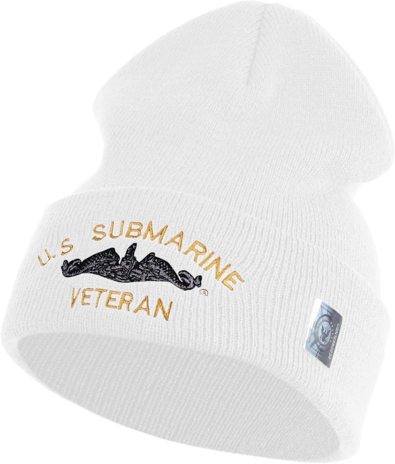 US Submarine Veteran Military Embroidered 12 inch Cuffed Knit YP Long Beanie