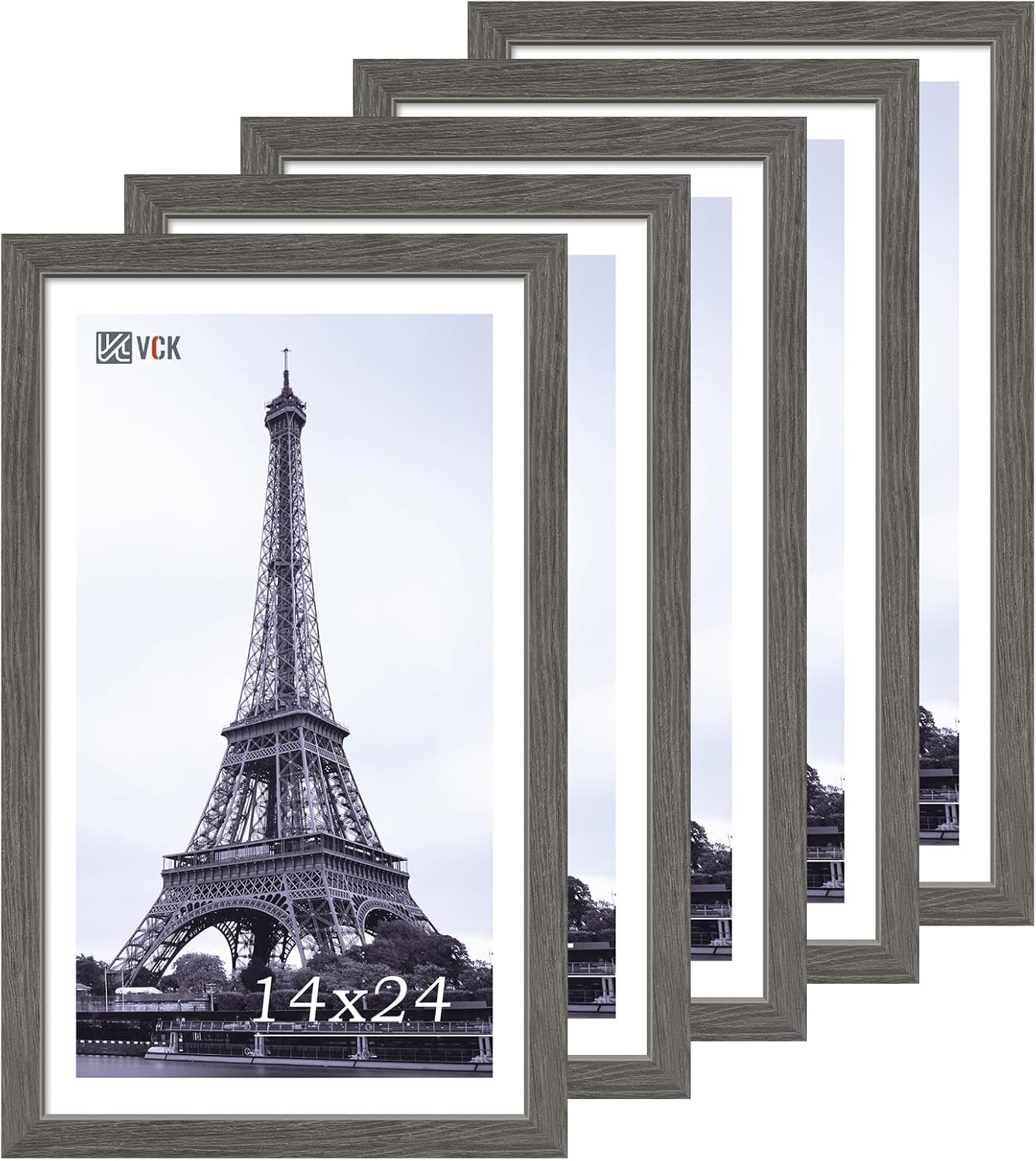 VCK 14x24 Frame 5 Pack, Gray Solid Wood Picture Frame