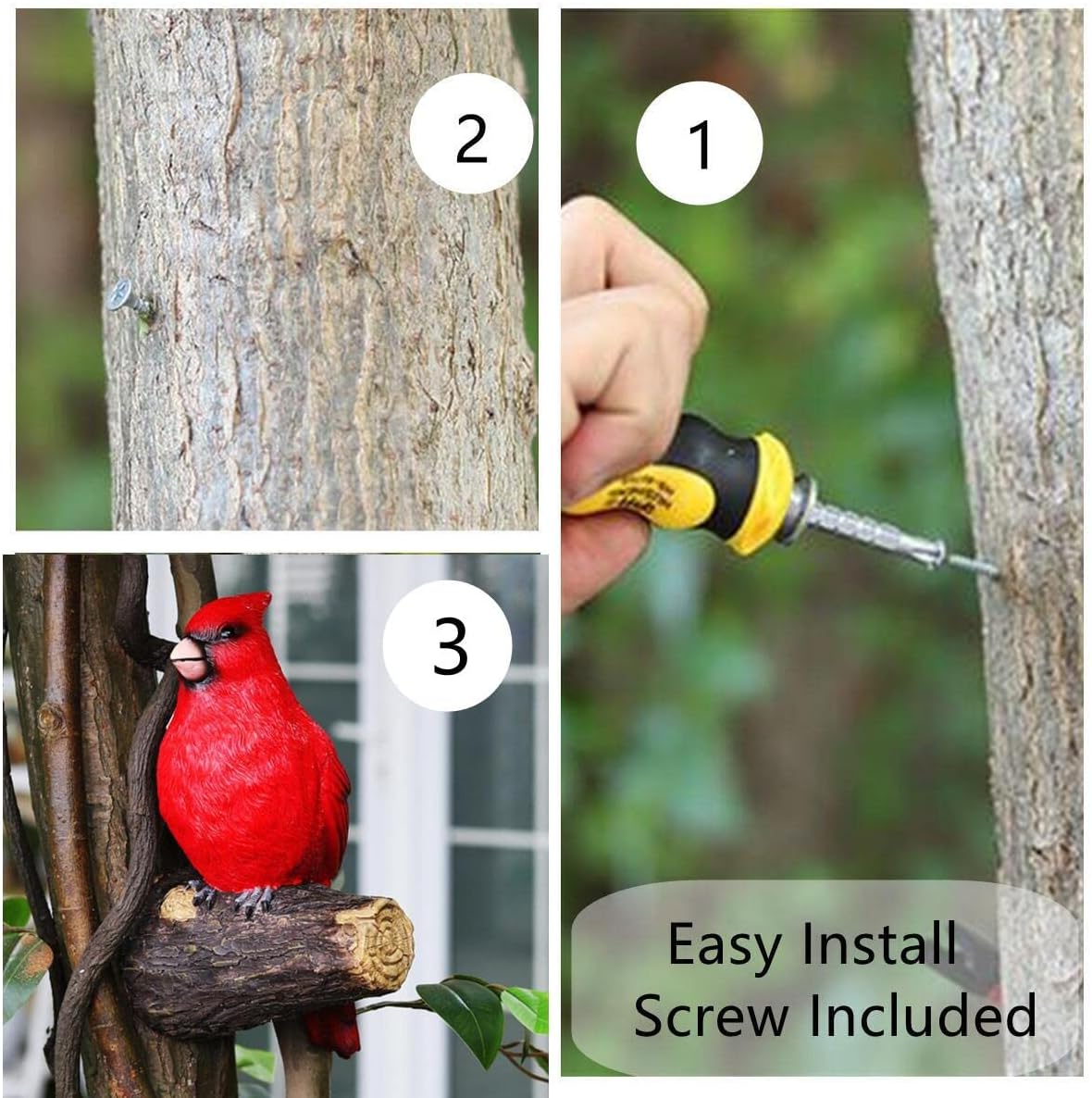 Tree Hugger Cardinal, Garden Statues Resin Large Red Bird Garden Peeker Decor Figurine Hanging Tree Face Sculpture Yard Ornaments - Image 6