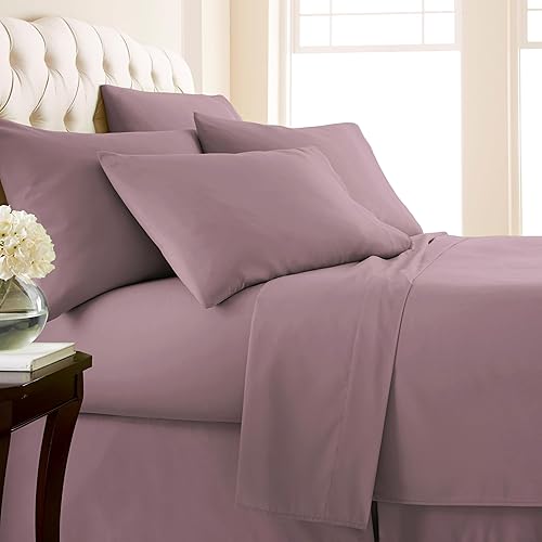 Ropa de cama fina Southshore Aspen Springs, 6 piezas, juego de sábanas con bolsillo extra profundo de 21 pulgadas, Lavanda, gemelo