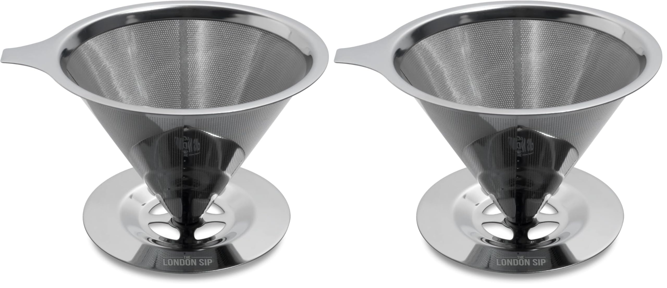 The London Sip Stainless Steel Coffee Dripper Pour Over Coffee Maker, Coffee Slow Brewing Accessories for Home, 1-4 Cup (Pack of 2)