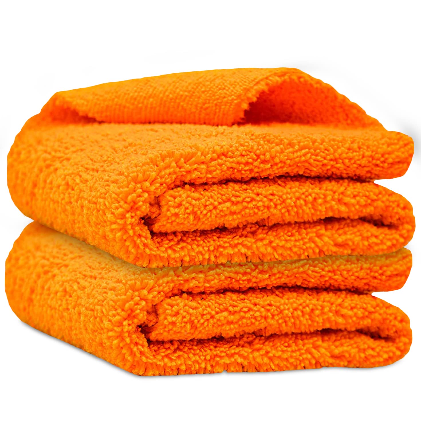 Towelogy Orange Multipurpose Microfibre Car Cleaning Cloths Edgeless For Auto Finishing Detailing Polishing Washing And Drying 40X40cm (, 2)