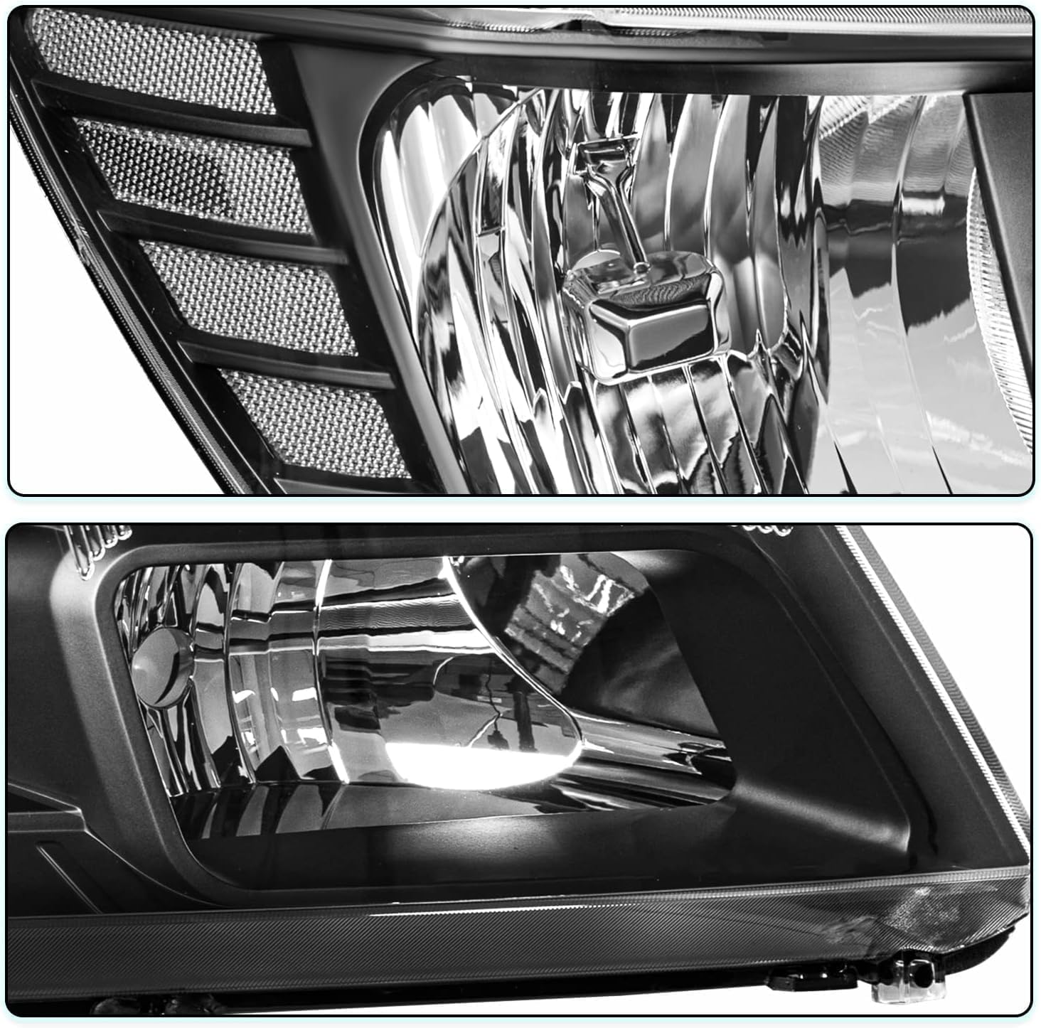 Headlights Assembly compatible with 2009-2020 Dodge Journey Halogen Headlamp Head light Pair, Black Housing Clear Reflector