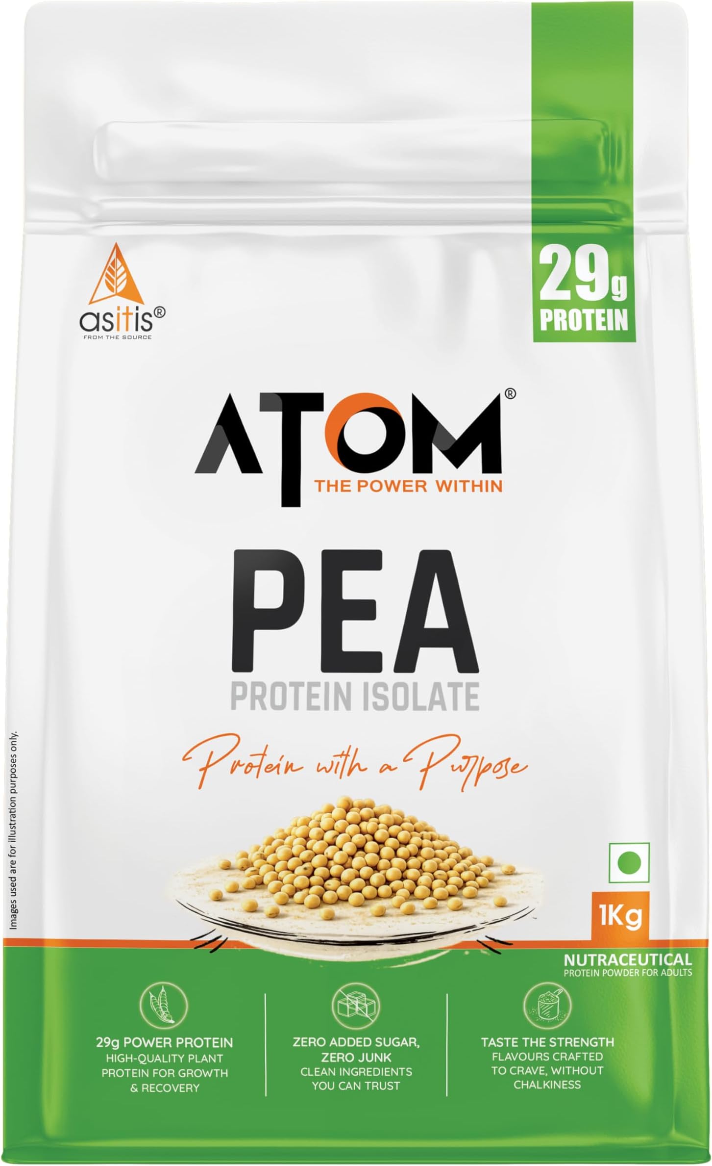 AS-IT-IS ATOM Pea Protein with DigeZyme® Caramelized Banana, 1kg I Fast Absorbing, Easy Digest, Smooth & Delicious - Supports Lean Muscle Growth, Recovery & Strength, Plant-Based Protein for All Day Fuel & Adults of All Ages