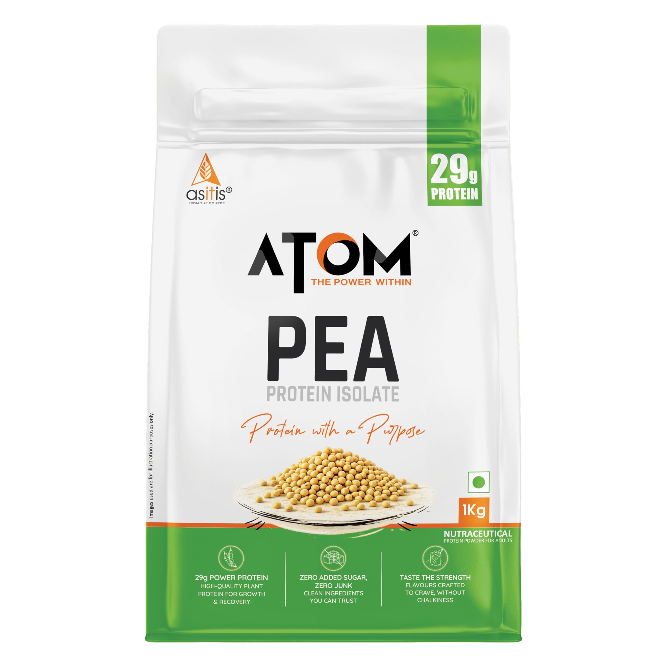 AS-IT-IS ATOM Pea Protein with DigeZyme® Caramelized Banana, 1kg I Fast Absorbing, Easy Digest, Smooth & Delicious - Supports Lean Muscle Growth, Recovery & Strength, Plant-Based Protein for All Day Fuel & Adults of All Ages