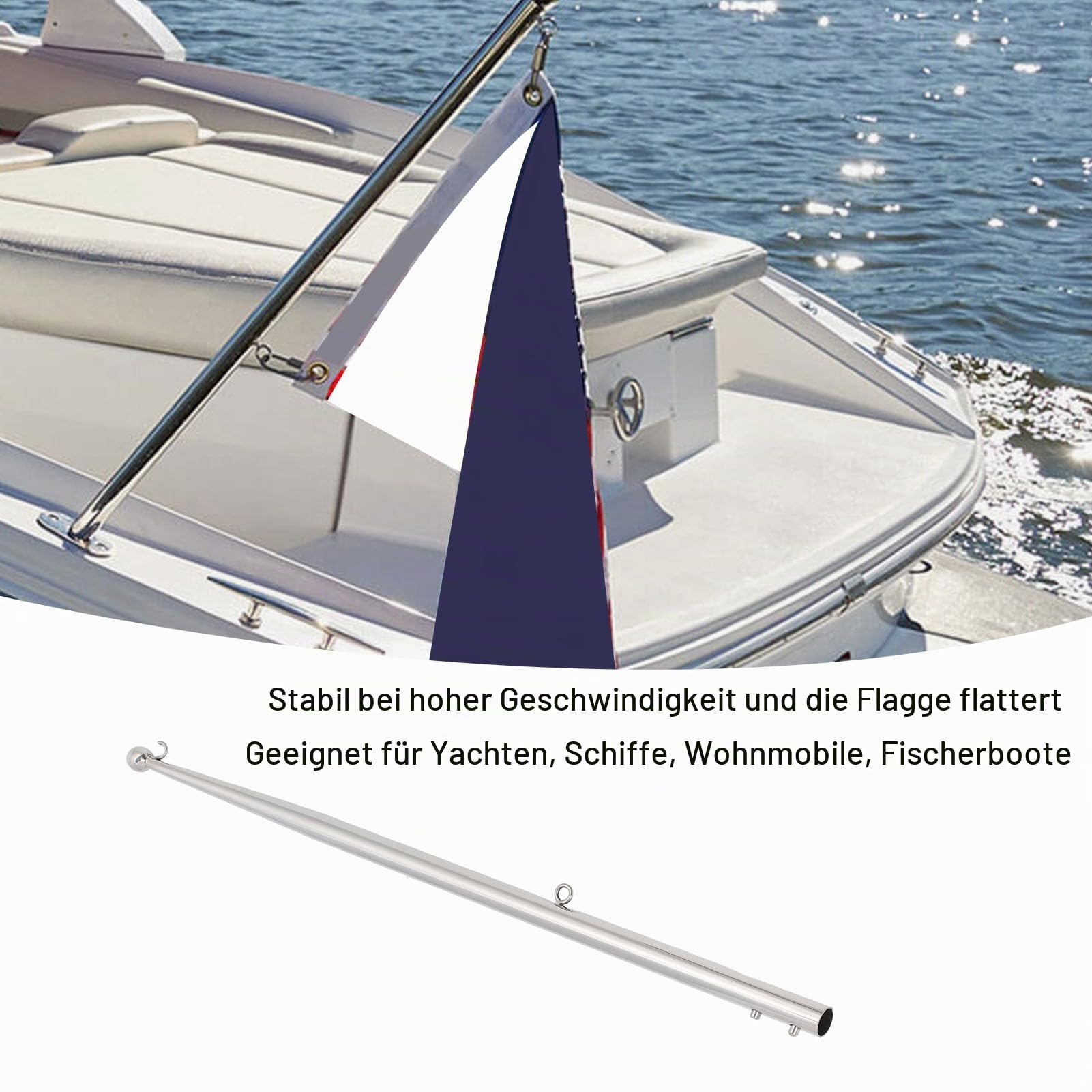 Akozon Boot Fahnenmast Stall 316 Edelstahlschiene für Marineyacht -Wohnmobile (Kleiner Ballkopf 20mm / 0,8 Zoll)