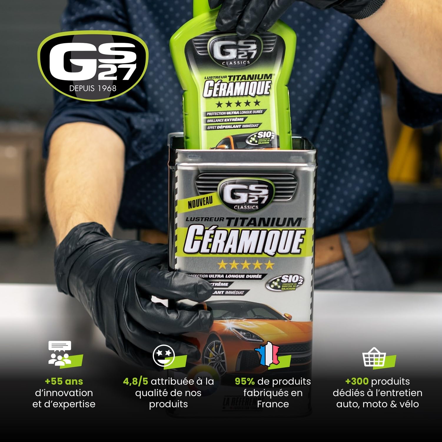 GS27 - Lustreur Titanium Céramique - Produit Nettoyant Voiture - Brillance Instantannée - Sans Rinçage - 500 ml