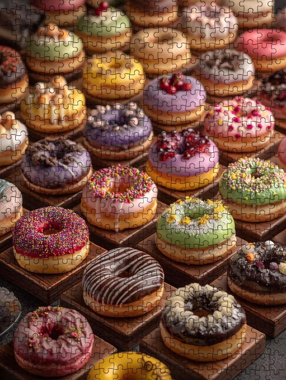 Piekarnia pączki puzzle 1000 sztuk, puzzle dla dorosłych, puzzle 3D, łamigłówki, wyzwanie dekoracja puzzli, gra edukacyjna dla całej rodziny, na prezent dekoracja FNKL7-995