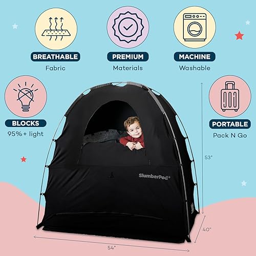 Miniatura 5 de SlumberPod The Original Blackout Sleep Tent - Tienda de campaña de viaje esencial para bebés y niños pequeños, mini cuna y funda Pack N Play,